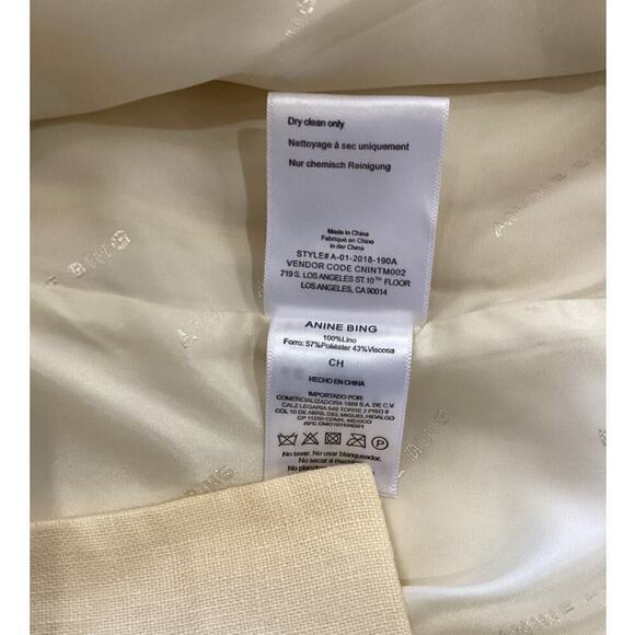 Anine Bing Kaia Linen Blazer In Light Yellow Double Breasted Jacket Size Small - Picture 13 of 13